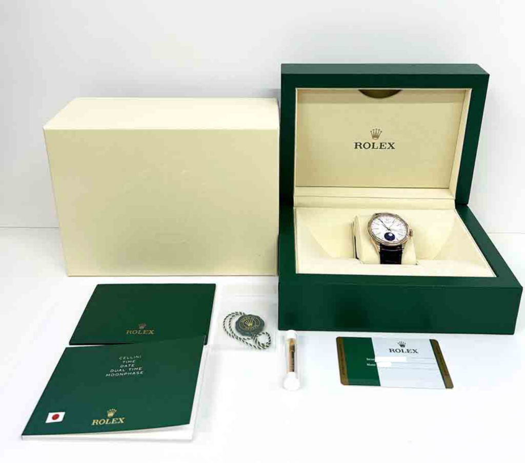 Rolex Cellini Moonphase Rose Gold White 50535 Bracelet