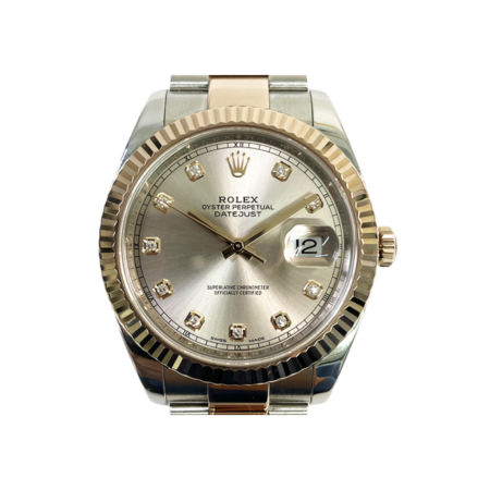 Rolex Datejust 41 Stainless Steel Rose Gold "Sundust" Diamond Dial 126331