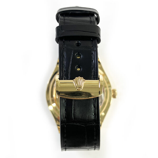 Rolex 1908 Yellow Gold Black Dial 52508 Bracelet