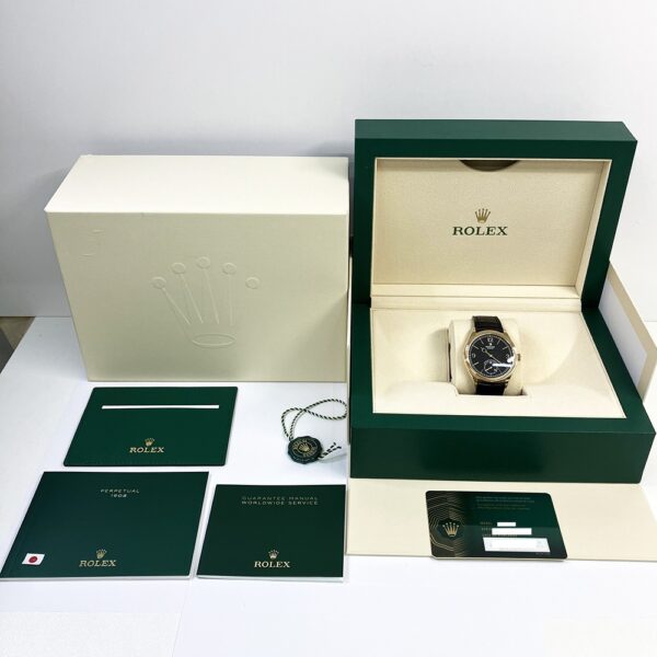 Rolex 1908 Yellow Gold Black Dial 52508 Bracelet