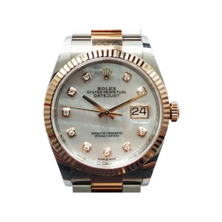 Rolex Datejust 36 Rose Gold Stainless Steel White MOP Diamond Dial 126231