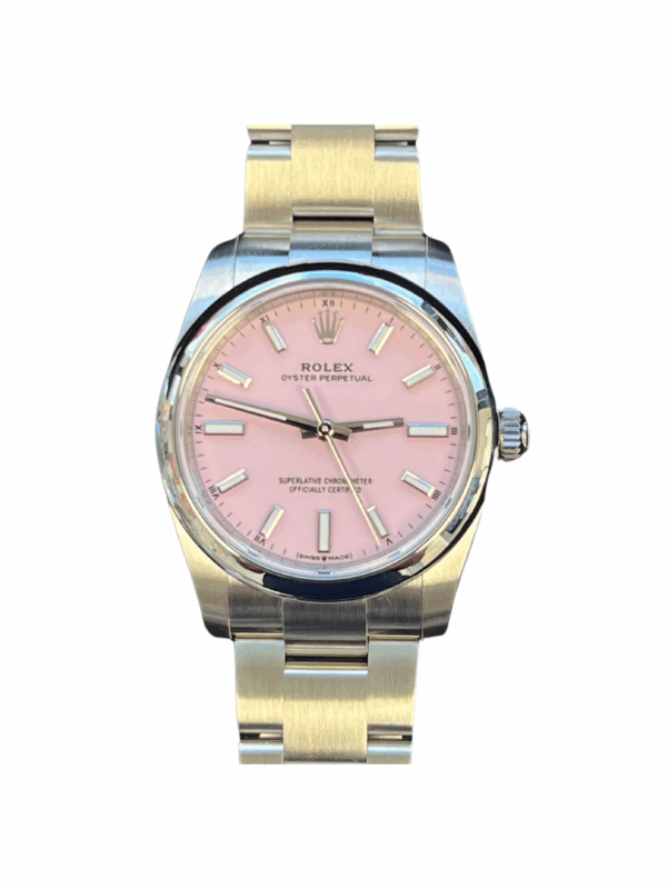 Rolex Oyster Perpetual 34 Stainless Steel Pink Dial 124200