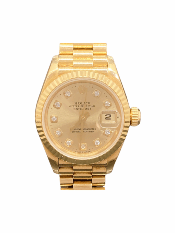 Rolex Lady-Datejust Yellow Gold Champagne Diamond Dial 69178