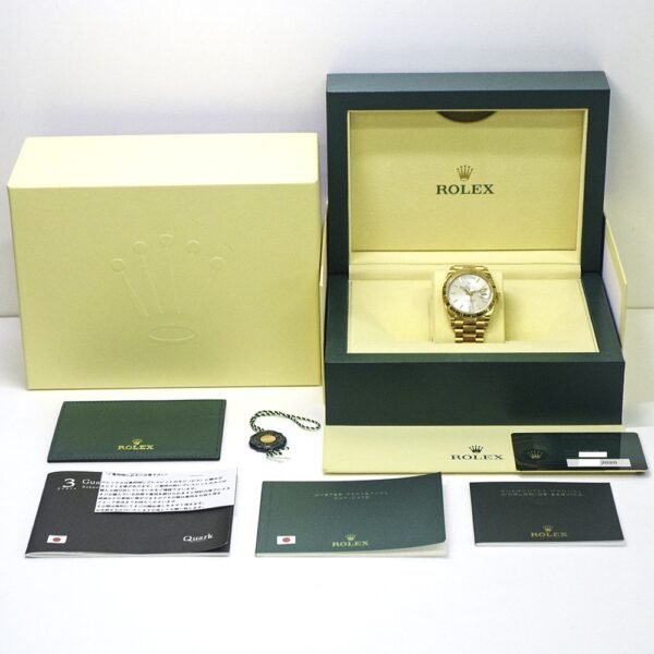 Rolex Day-Date 40 Yellow Gold Silver Diagonal Dial 228238 Bracelet