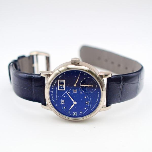 A. Lange & Söhne Lange 1 Moon Phase Gold Blue Dial 182.086 Bracelet
