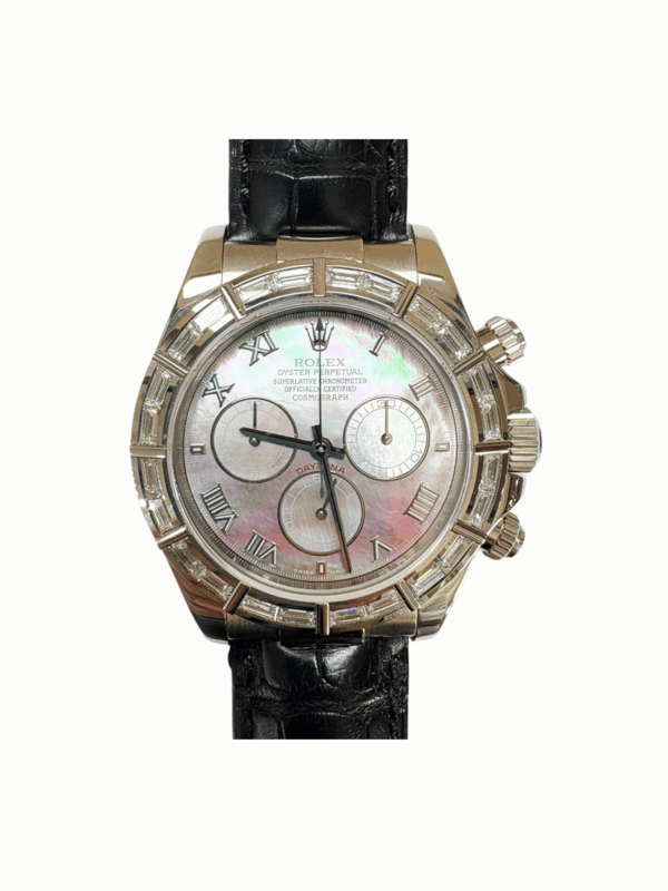 Rolex Daytona White Gold Diamond Bezel Black Roman MOP Dial 116589BR