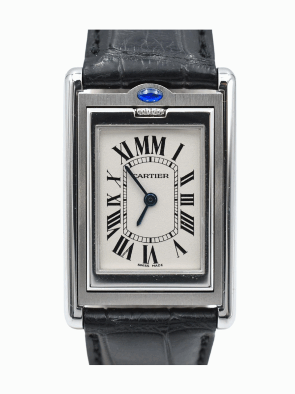 Cartier Tank Basculante Stainless Steel White Roman Dial W1014558