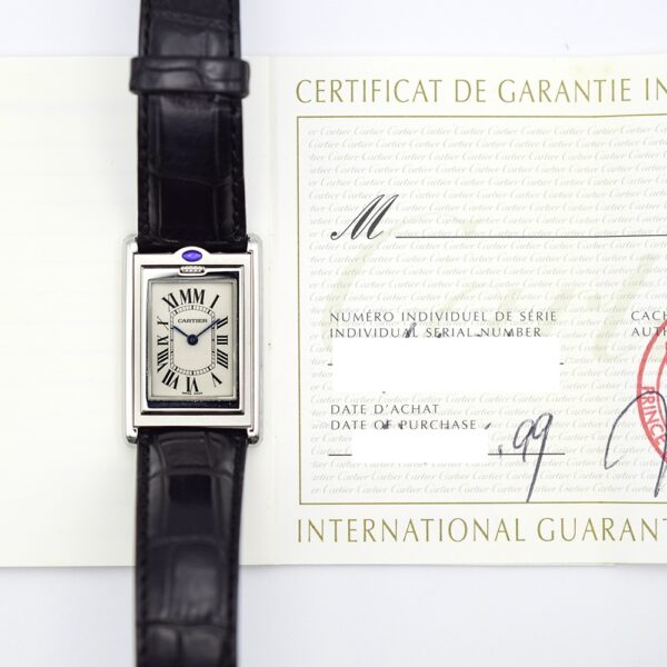 Cartier Tank Basculante Stainless Steel White Roman Dial W1014558
