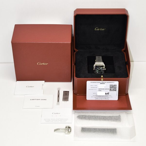 Cartier Santos De Cartier Steel Green Roman Dial WSSA0061 Bracelet
