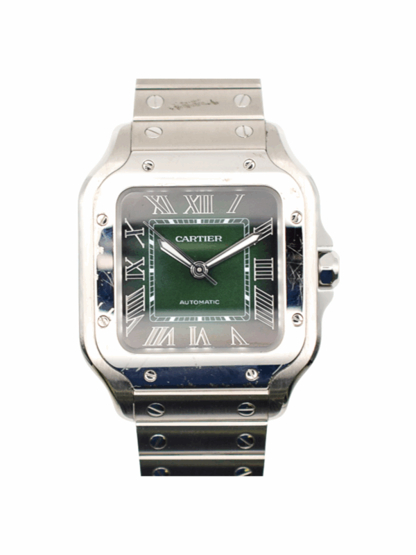 Cartier Santos De Cartier Steel Green Roman Dial WSSA0061 Bracelet