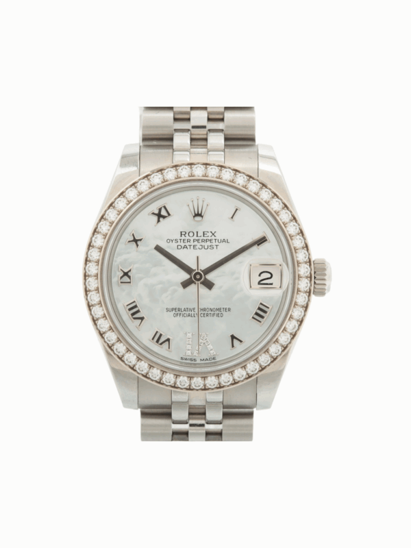 Rolex Datejust 31 White Gold and Steel White MOP Roman Dial 178384