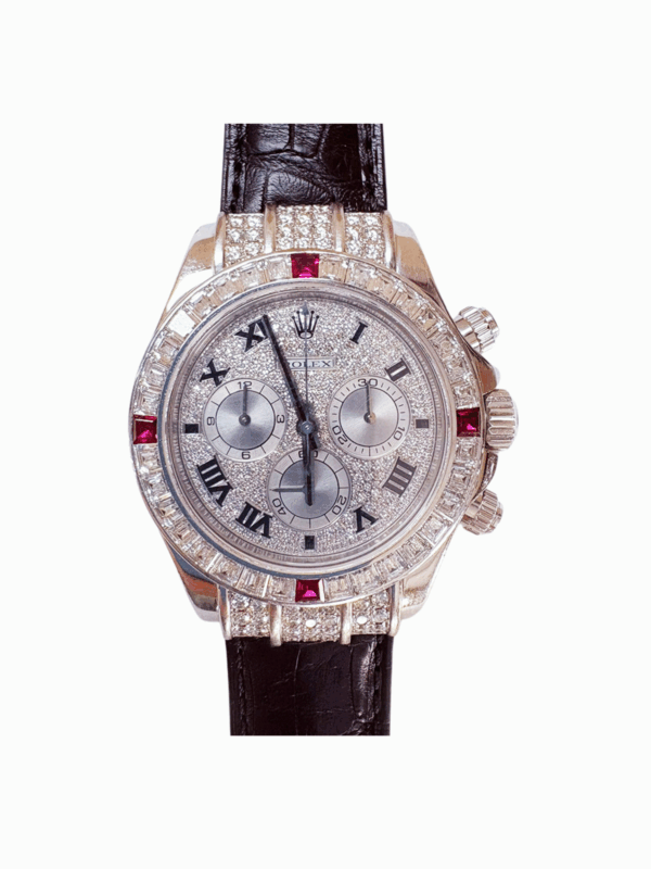 Rolex Daytona White Gold Baguette Diamonds Bezel Roman Pave Diamond Dial 116599 4RU ZER