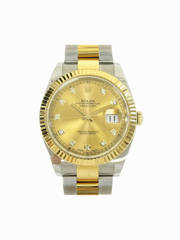 Rolex Datejust 41 Yellow Gold and Steel Champagne Diamond Dial 126333