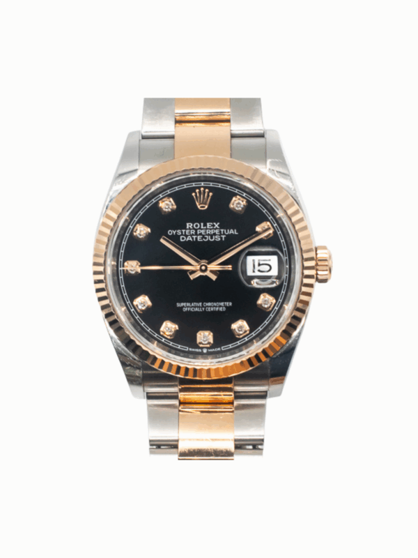 Rolex Datejust 36 Rose Gold and Steel Black Diamond Dial 126231