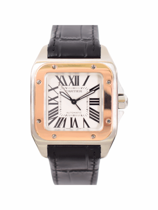 Cartier Santos 100 Two-Tone White Roman Dial W20107X7 Bracelet