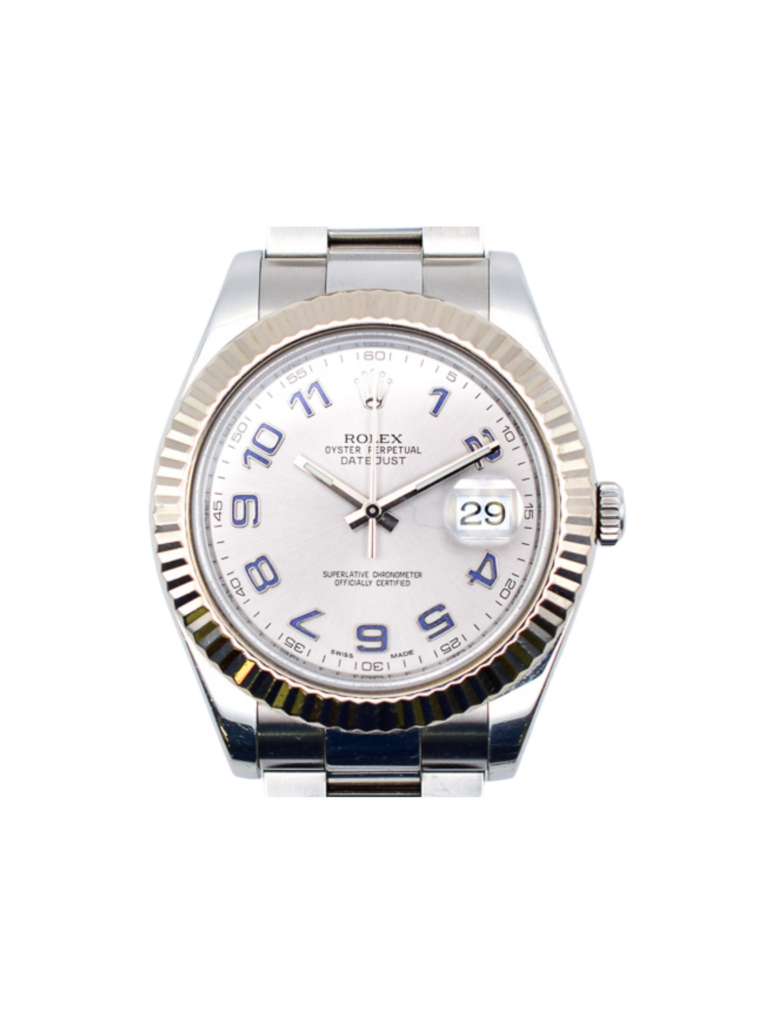 Rolex Datejust II Steel Silver Blue Arabic Dial 116334