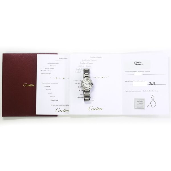 Cartier Ballon Bleu Stainless Steel Diamond Bezel Silver Roman Dial W4BB0015
