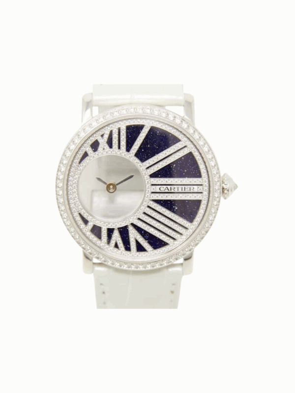 Cartier Rotonde De Cartier Mysterious Hours 35mm Diamond Bezel Blue Dial HPI01197