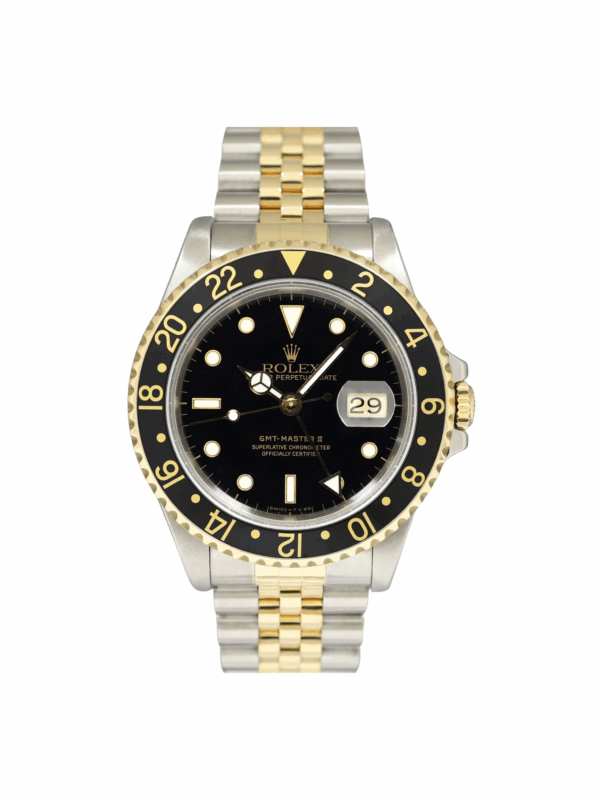 olex GMT Master II Two-Tone Yellow Jubilee Black Dial 16713