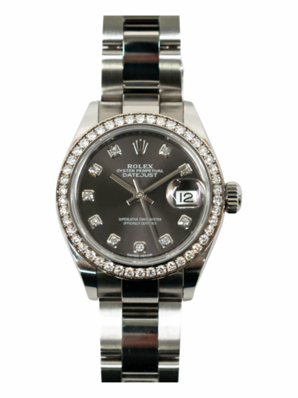 Rolex Lady-Datejust Steel Grey Diamond Dial 279384RBR Bracelet
