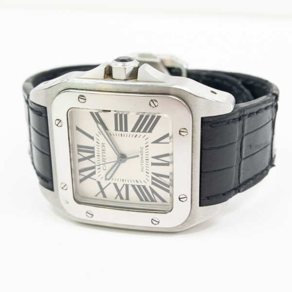 Cartier Santos 100 Steel Silver Roman Dial W20073X8 Bracelet
