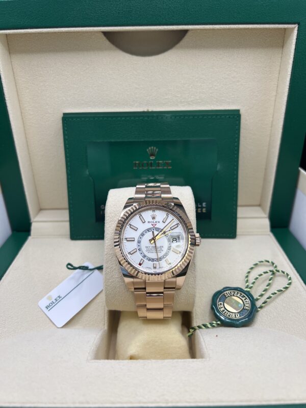 Rolex Sky-Dweller Rose Gold White Stick Dial 326935