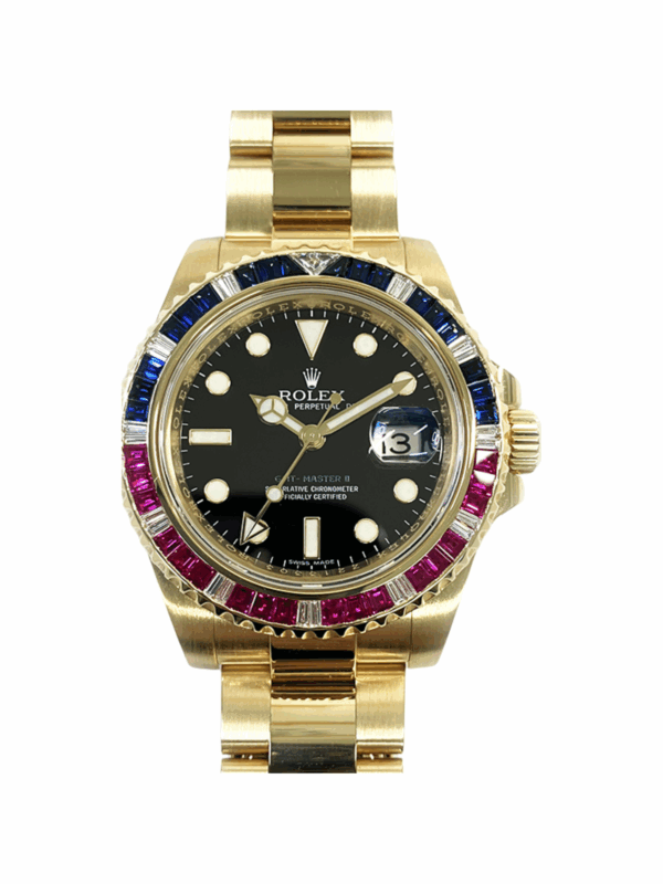 Rolex GMT-Master II Yellow Gold Black Dial 116748SARU Bracelet