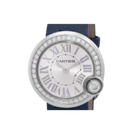 Cartier Ballon Blanc De Cartier Diamond Bezel Stainless Steel Silver Roman Dial W4BL0002
