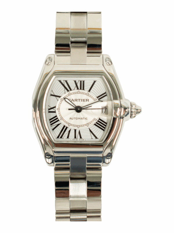 Cartier Roadster Stainless Steel White Roman Dial W62025V3 Bracelet