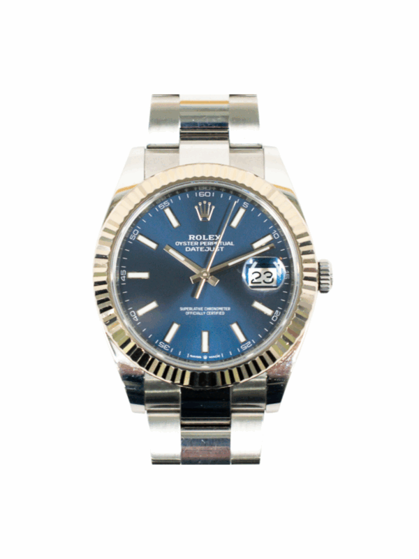 Rolex Datejust 41 White Gold and Steel Blue Stick Dial 126334