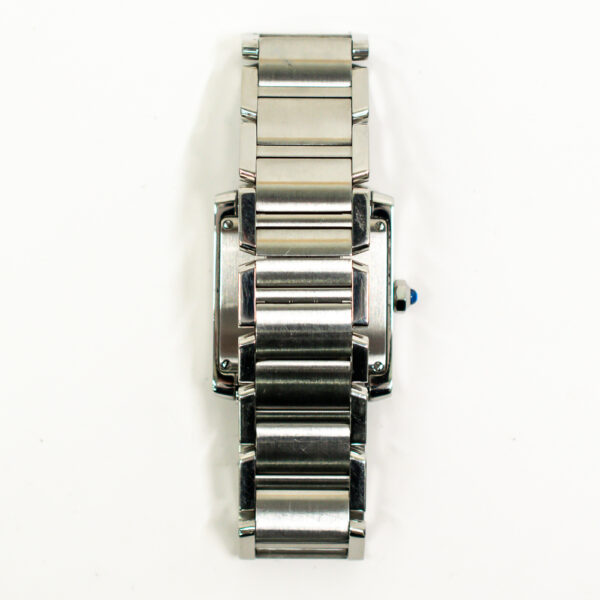Cartier Tank Francaise Stainless Steel Diamond Bezel White Roman Dial W4TA0009