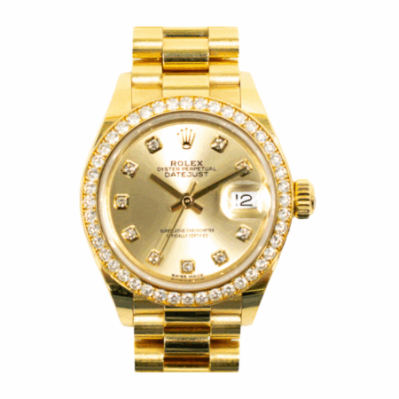 Rolex Lady-Datejust Yellow Gold Diamond Bezel Champagne Diamond Dial 279138RBR
