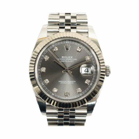Rolex Datejust 41 White Gold and Steel Dark Grey Diamond Dial 126334G