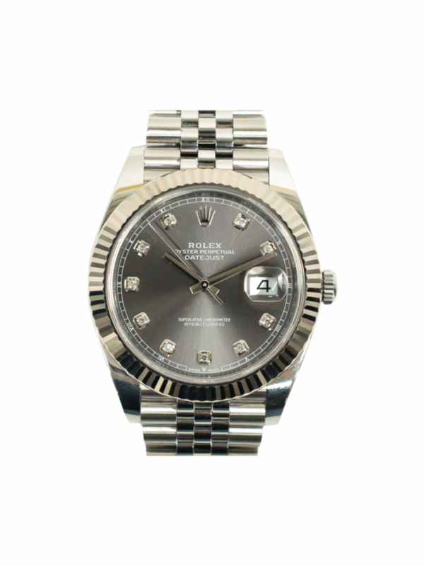 Rolex Datejust 41 White Gold and Steel Dark Grey Diamond Dial 126334G