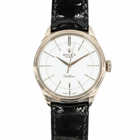 Rolex Cellini Time 39mm White Gold White Dial 50509 Bracelet