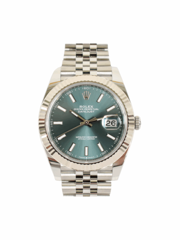 Rolex Datejust 41 White Gold and Stainless Steel Mint Green Stick Dial 126334
