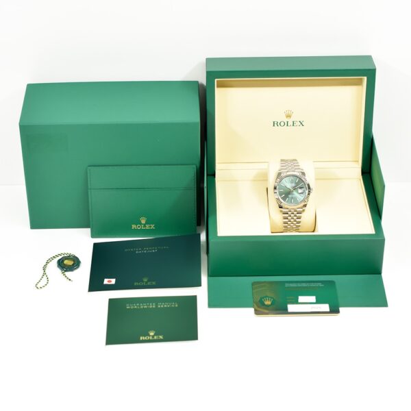 Rolex Datejust 41 White Gold and Stainless Steel Mint Green Stick Dial 126334