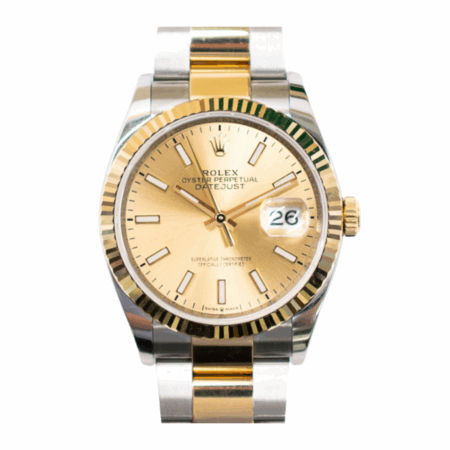 Rolex Datejust 36 Yellow Gold and Steel Champagne Stick Dial 126233