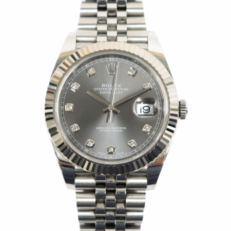 Rolex Datejust Steel and White Gold Slate Diamond Dial 126334 Bracelet
