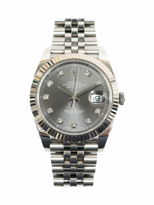 Rolex Datejust Steel and White Gold Slate Diamond Dial 126334 Bracelet