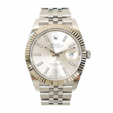 Rolex Datejust 41 White Gold and Steel Silver Stick Dial 126334