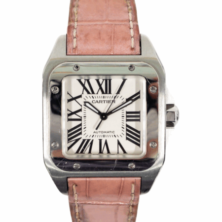 Cartier Santos 100 Steel White Roman Dial W20126X8 Bracelet