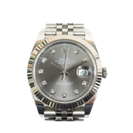 Rolex Datejust Stainless Steel and White Gold Slate Diamond Dial 126334