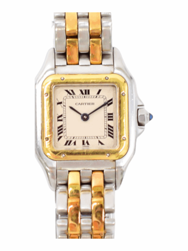 Cartier Panthère Steel Yellow Gold White Roman Dial W25029B6 Bracelet