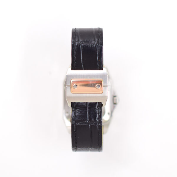 Cartier Santos 100 Steel Rose Gold White Roman Dial W20107X7 Bracelet