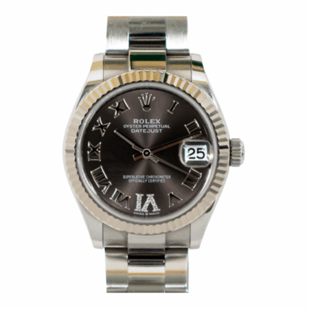 Rolex Datejust 31 White Gold and Steel Dark Grey “VI” Diamond Dial 278274