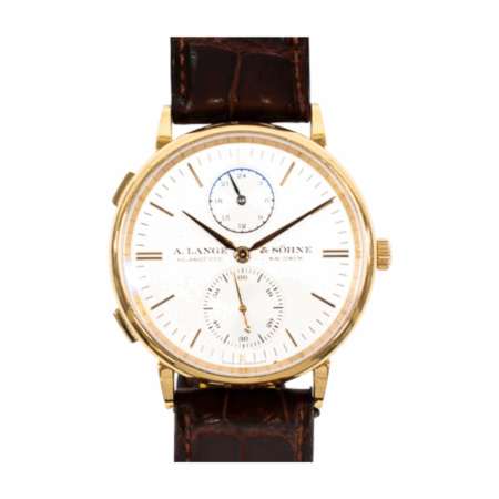 A. Lange & Söhne Saxonia Dual Time Rose Gold Silver Stick Dial 386.032
