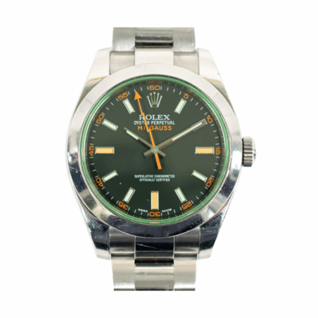 Rolex Milgauss Stainless Steel Green Crystal Black Stick Dial 116400GV