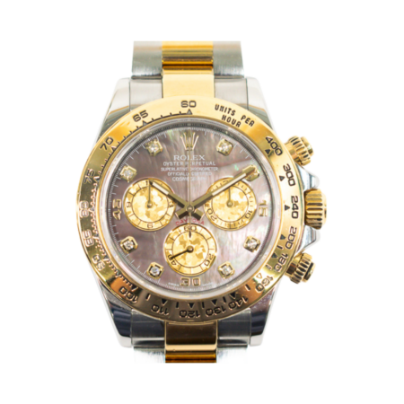 Rolex Daytona Stainless Steel and Gold Black MOP Diamond Dial 116503