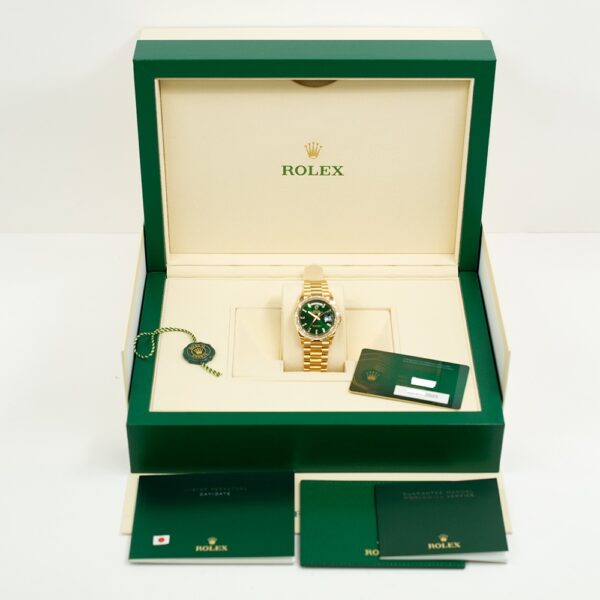 Rolex Day-Date 36 Yellow Gold Diamond Bezel Green Diamond Dial 128398TBR